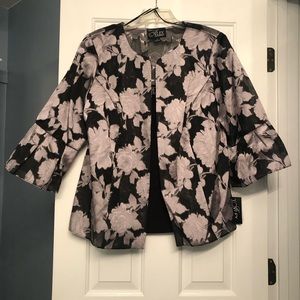 Alex Evenings 2pc semi-formal jacket and camisole, rose/gray and black.
